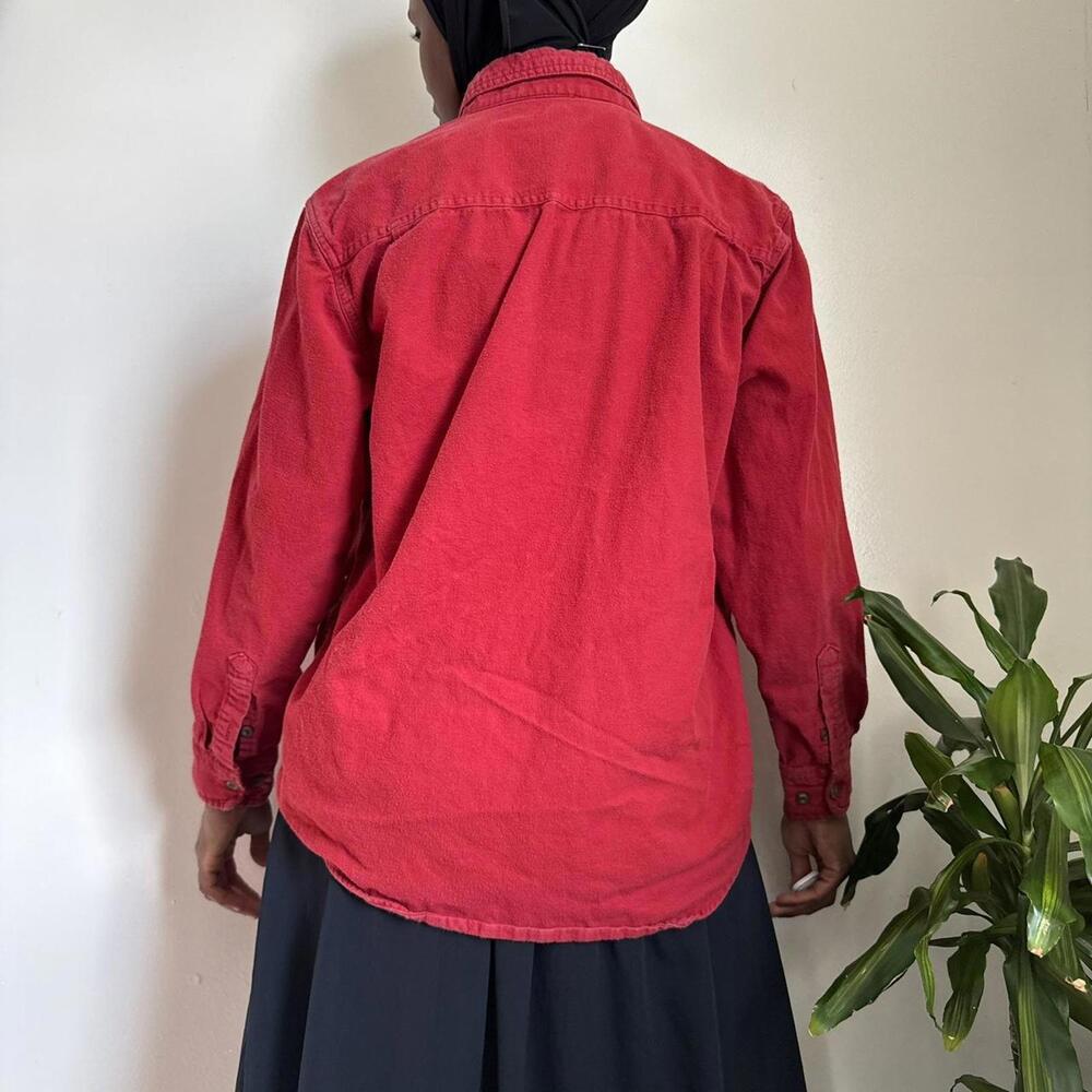Vintage Faded Glory‎ Ruby Red Flannel Button Up – Size L - Picture 4 of 5